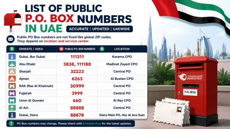 Public P.O. Box Numbers UAE
